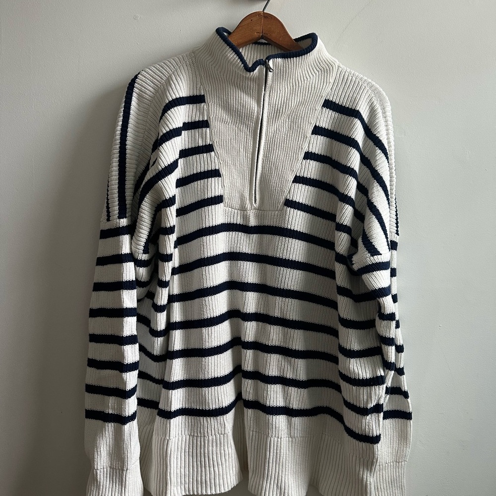 Lands End Women's Drifter Cotton Quarter Zip Pullover Sweater, 100% Cotton, XL/T